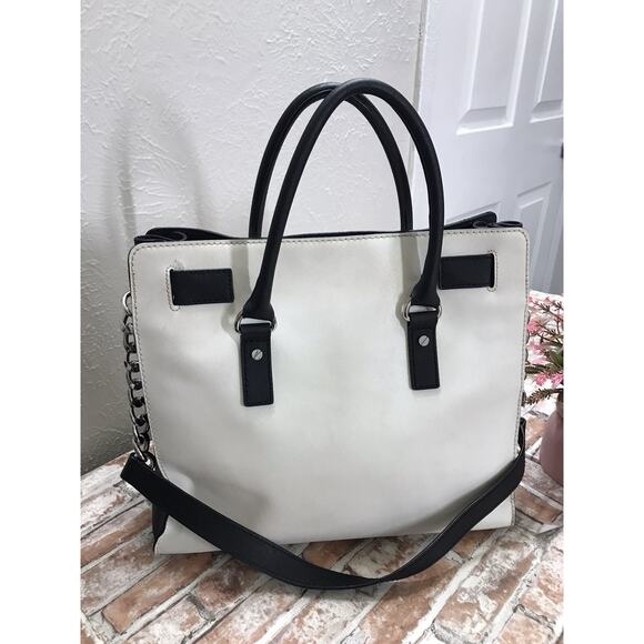 MICHAEL KORS MK Riley Optic White Stitched Leather Large Satchel Crossbody Bag - Picture 5 of 11